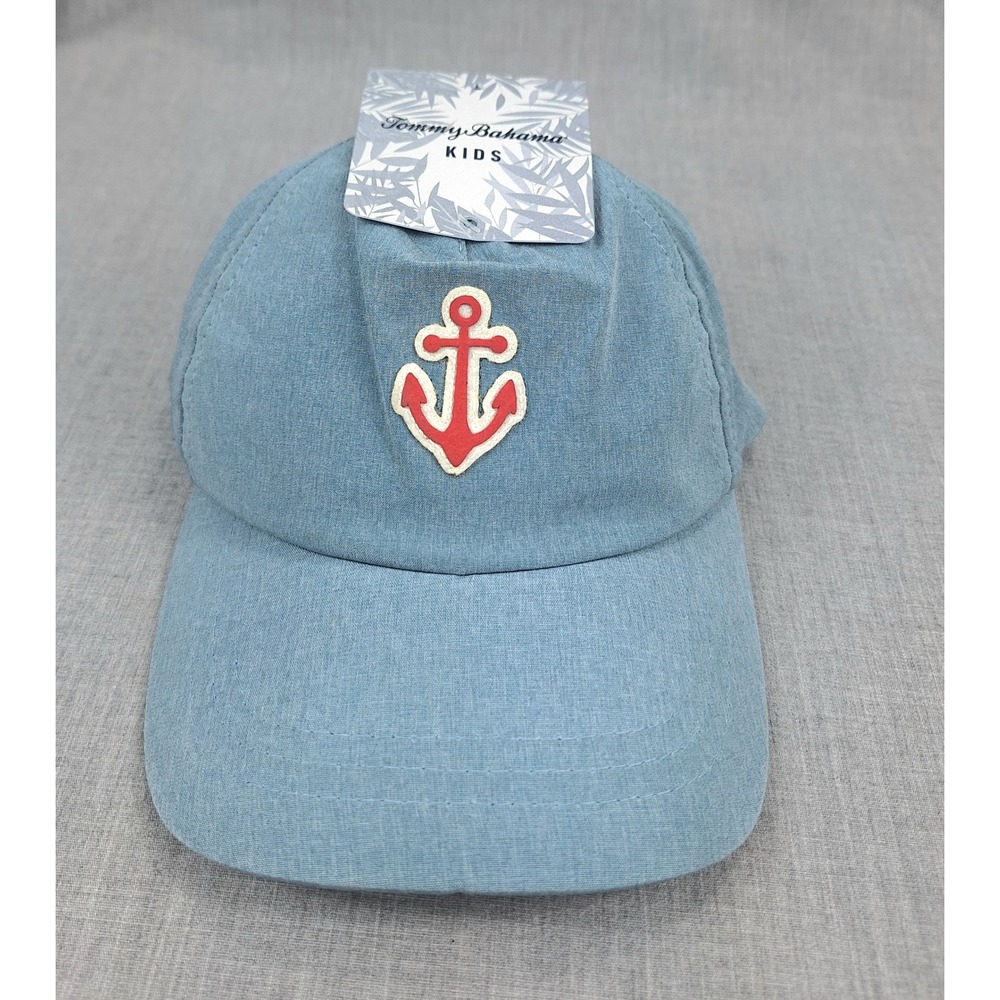 Tommy Bahama Kids Blue Anchor Patch Baseball Cap Elastic Back Hat NWT